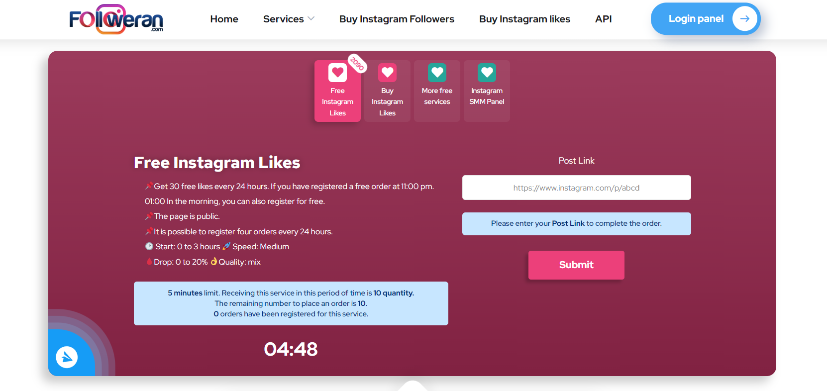 get free instagram likes by followeran